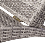 NNEVL Folding Sun Lounger with Cushion Poly Rattan Grey