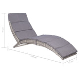 NNEVL Folding Sun Lounger with Cushion Poly Rattan Grey
