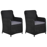 NNEVL Outdoor Chairs with Cushions 2 pcs Poly Rattan Black