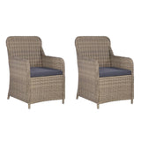 NNEVL Outdoor Chairs with Cushions 2 pcs Poly Rattan Brown