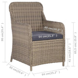 NNEVL Outdoor Chairs with Cushions 2 pcs Poly Rattan Brown