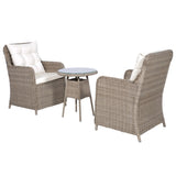 NNEVL 3 Piece Bistro Set with Cushions and Pillows Poly Rattan Brown