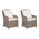 NNEVL 3 Piece Bistro Set with Cushions and Pillows Poly Rattan Brown