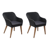NNEVL Outdoor Chairs with Cushions 2 pcs Poly Rattan Black