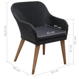 NNEVL Outdoor Chairs with Cushions 2 pcs Poly Rattan Black