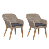 NNEVL Outdoor Chairs with Cushions 2 pcs Poly Rattan Brown
