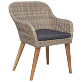 NNEVL Outdoor Chairs with Cushions 2 pcs Poly Rattan Brown