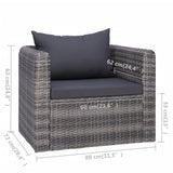 NNEVL 7 Piece Garden Sofa Set with Cushions & Pillows Poly Rattan Grey