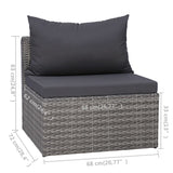 NNEVL 7 Piece Garden Sofa Set with Cushions & Pillows Poly Rattan Grey