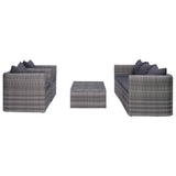 NNEVL 6 Piece Garden Sofa Set with Cushions & Pillows Poly Rattan Grey