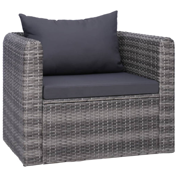 NNEVL Garden Chair with Cushion and Pillow Poly Rattan Grey