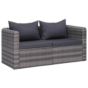 NNEVL Garden Corner Sofas 2 pcs Grey Poly Rattan