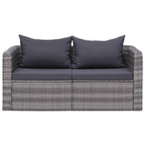 NNEVL Garden Corner Sofas 2 pcs Grey Poly Rattan