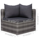 NNEVL Garden Corner Sofas 2 pcs Grey Poly Rattan