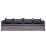 NNEVL 4 Piece Garden Sofa Set with Cushions Grey Poly Rattan