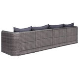 NNEVL 4 Piece Garden Sofa Set with Cushions Grey Poly Rattan