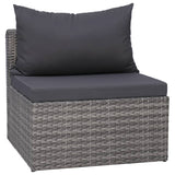 NNEVL 4 Piece Garden Sofa Set with Cushions Grey Poly Rattan