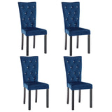 NNEVL Dining Chairs 4 pcs Dark Blue Velvet