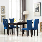 NNEVL Dining Chairs 4 pcs Dark Blue Velvet