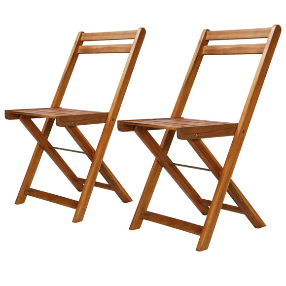 NNEVL Outdoor Bistro Chairs 2 pcs Solid Acacia Wood