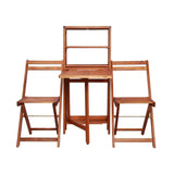 NNEVL 3 Piece Folding Bistro Set Solid Acacia Wood