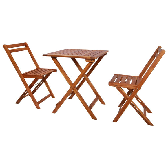 NNEVL 3 Piece Folding Bistro Set Solid Acacia Wood