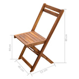 NNEVL 3 Piece Folding Bistro Set Solid Acacia Wood