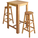 NNEVL Bar Table and Stool Set 3 Pieces Solid Acacia Wood