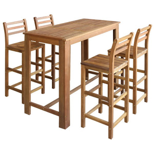 NNEVL Bar Table and Chair Set 5 Pieces Solid Acacia Wood