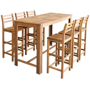 NNEVL Bar Table and Chair Set 7 Pieces Solid Acacia Wood