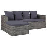 NNEVL 4 Piece Garden Lounge Set with Cushions Poly Rattan Grey