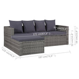 NNEVL 4 Piece Garden Lounge Set with Cushions Poly Rattan Grey