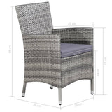 NNEVL 11 Piece Outdoor Dining Set with Cushions Poly Rattan Grey