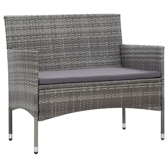 NNEVL Garden Bench 105 cm Poly Rattan Grey