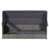 NNEVL Garden Bed with Canopy Grey 205x62 cm Poly Rattan