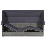 NNEVL Garden Bed with Canopy Grey 205x62 cm Poly Rattan