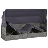 NNEVL Garden Bed with Canopy Grey 205x62 cm Poly Rattan