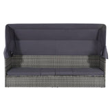 NNEVL Garden Bed with Canopy Grey 205x62 cm Poly Rattan