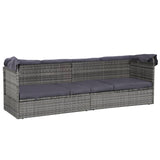 NNEVL Garden Bed with Canopy Grey 205x62 cm Poly Rattan