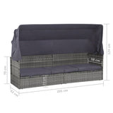 NNEVL Garden Bed with Canopy Grey 205x62 cm Poly Rattan