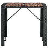 NNEVL 5 Piece Outdoor Bar Set Poly Rattan and Acacia Wood Black