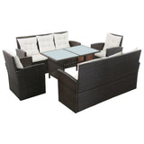 NNEVL 5 Piece Garden Lounge Set with Cushions Poly Rattan Brown