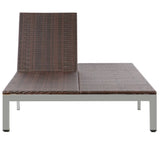 NNEVL Double Sun Lounger with Wheels Poly Rattan Brown