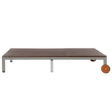 NNEVL Double Sun Lounger with Wheels Poly Rattan Brown