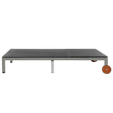 NNEVL Double Sun Lounger with Wheels Poly Rattan Black