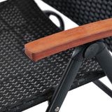 NNEVL Sun Lounger with Wheels Poly Rattan Black
