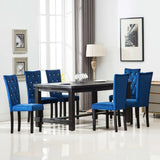 NNEVL Dining Chairs 6 pcs Dark Blue Velvet