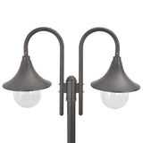 NNEVL Garden Post Light E27 220 cm Aluminium 2-Lantern Bronze