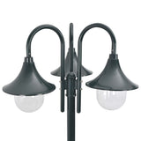 NNEVL Garden Post Light E27 220 cm Aluminium 3-Lantern Dark Green