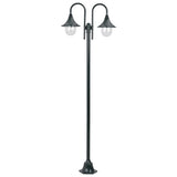 NNEVL Garden Post Light E27 220 cm Aluminium 2-Lantern Dark Green